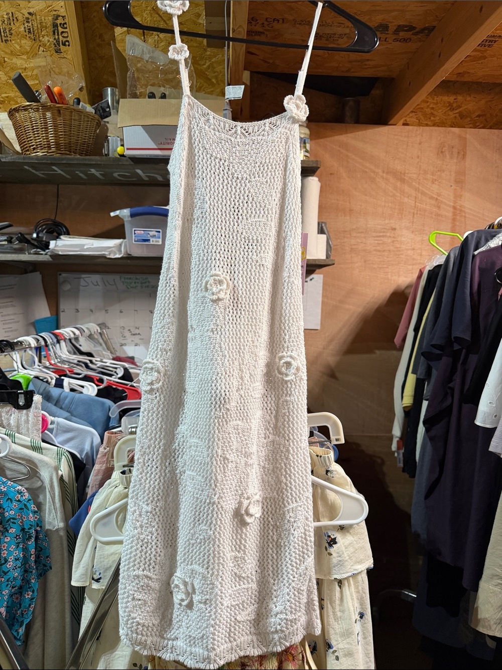 White Crochet Floral Strap Sundress - Picture 1 of 3